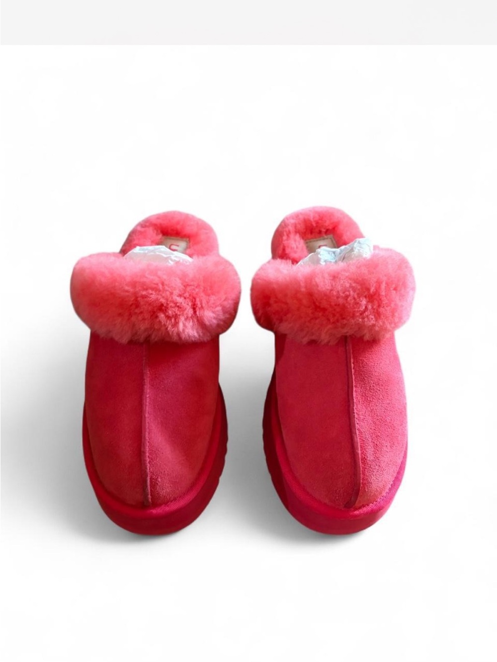 UGG Disquette Shearling
Platform Slippers Hibiscus Pink New